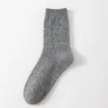Chaussettes en tricot losange cachemire gris femme hiver chaud mi-hauteur quotidien - Taille unique / Gris Mi-Mollet