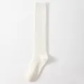 Solid color diamond pattern cashmere over-the-knee warm socks for women autumn winter - One Size / Over-calf White
