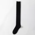 Black cashmere over-the-knee socks for women, winter warm knitted diamond pattern thigh high - One Size / Over-knee Black
