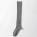 Grey cashmere over-the-knee socks for women, warm winter diamond knit long stockings. - One Size / Over-the-knee Grey