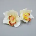 Artificial Cymbidium Orchid Flower Heads Cream White Silk Flowers for DIY Craft Wedding Decor - Milky White