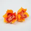 Artificial orchid flower head silk fake flower for DIY wedding party decoration orange - Orange