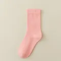 Comode calze medie tinta unita da donna in cotone stile coreano, simpatici calzini rosa. - Taglia unica / Rosa