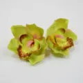 Artificial green orchid flower heads for DIY crafts, wedding decoration and floral accessories. - Green