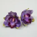 Artificial silk orchid flower heads for wedding floral arrangement and crafts DIY decor. - Deep purple