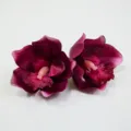 Burgundy artificial orchid flower heads, silk floral accessories for DIY wedding crafts. - Burgundy