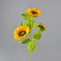 Branche de tournesol artificielle velours 3 têtes plante décoration florale maison - Tournesols floqués à 3 têtes