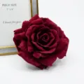 15cm Samt Künstliche Rose Blumenkopf Bordeaux Hochzeit Dekoration Fotografie Requisiten - Burgunderrot