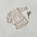 Infant baby girl boy ribbed long sleeve crossover top bloomers outfit set beige cute - 66cm / Milky Apricot Set
