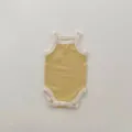 Baby summer cotton sleeveless tank romper cute newborn baby boy girl bodysuit onesie clothing - Light Yellow Romper