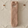 Süsse Bären Korallenfleece Socken Damen, dicke warme flauschige Winter Hausschuhe Plüsch Socken. - Einheitsgröße / Hellkaffee
