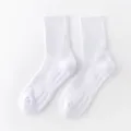 White athletic crew socks for men, thick cotton sport socks for running and basketball daily wear. - Crew Socks / Block Pure White