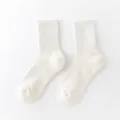 Men's white crew socks athletic sports socks breathable cotton cushion sole daily wear - Quarter / Honeycomb Cream White