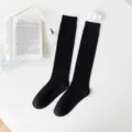 Solid black knee high socks for women, fashionable long tube cotton socks for daily street wear. - One Size / Solid Black Calf