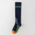 Chaussettes de compression fitness yoga femme bleu marine rayures vertes et orteil orange - Taille unique / Bleu Marine