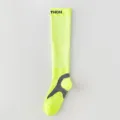 Chaussettes de compression sportives jaune néon avec rayures noires, idéales course et fitness. - Taille unique / Vert Fluorescent
