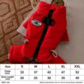 Warm winter dog coat for small dogs, thick fleece-lined pet jacket with leash ring, red S-XXL - S / Red