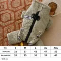 Small dog winter warm cotton coat with leash ring, thick fleece lining grid pet apparel. - S / Khaki