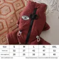 Warm fleece dog winter coat with harness ring, thick plaid puppy jumpsuit for small dogs. - S / Burgundy