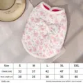 Cute floral dog winter vest with bow and D-ring, warm cotton pet apparel for small dogs puppy. - S / Pink