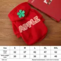 Warm fleece pet cat dog hoodie winter cute red hooded sweater apparel with cute leaf decor. - S / Red
