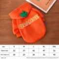 Orange fleece pet hoodie for cats and small dogs, warm winter cat clothes with clover decoration. - M / Orange