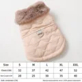 Warm winter pet dog coat with plush collar and leash ring for small puppies apparel item - S / Pink