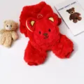 Vêtements d'hiver pour chien en peluche rouge quatre pattes chauds avec tête d'ours S-XXL - S / Rouge
