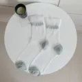 Calzini corti estivi trasparenti in rete con punta grigia e volant, stile coreano minimal. - Taglia unica / Grigio