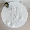 Calzini corti in rete bianca trasparente da donna, stile estivo leggero e traspirante. - Taglia unica / Bianco