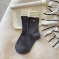 Sweet bubble cuff mid-calf socks with cute bow embroidery, cozy and stylish daily wear. - One Size / Bowknot Grey