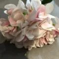 Artificial hydrangea flower bouquet realistic touch silk floral decor for wedding home party - Light Pink
