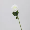 Rosa artificiale bianca stelo singolo fiore finto per decorazione tavola nozze 43cm. - Bianco