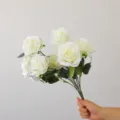 Bouquet di rose bianche artificiali 9 teste 45cm fiori finti per matrimonio decoro - Bianco