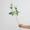 Finto fiore di rosa bianca gambo singolo 70 cm stelo lungo elegante arredo casa - Bianco Sporco