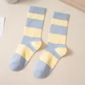 Blau und gelb gestreifte Damen Socken, modische Fruehling Baumwolle Blockfarben Kniestruempfe - Einheitsgröße / Blau
