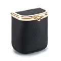 Pochette à rouge à lèvres en cuir noir, porte-monnaie rétro compact, mini sac portable - Noir
