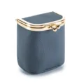 Porte-monnaie gris en cuir avec fermoir baiser, trousse à rouge à lèvres compacte pour femmes. - Bleu