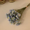 Blue artificial daisy bouquet fake flowers 6 stems for home decor photography props - Blue