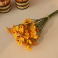 Artificial daisy flower bouquet fake plants for home decor photography props orange yellow - Orange