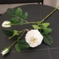 Fleur de rose artificielle Austin 3 têtes fausses roses pour décoration de salon - Blanc
