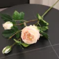 Fausse fleur de rose Austin artificielle 3 têtes bouquet pour décoration de salon nordique - Rose chair