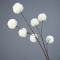 Artificial white chrysanthemum flower branch, 97cm long, perfect for wedding home decor. - White