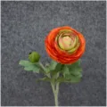 Fiore artificiale ranuncolo floccato 2 teste finto fiore per decorazione casa matrimonio. - Arancione