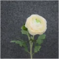 Fiore artificiale ranuncolo in seta gambo singolo bianco crema per decorazione casa - B01 Bianco e verde