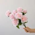 9-head artificial rose bouquet, Morandi pink wedding hand flowers, home decor 45cm - Light Pink