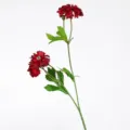 Fiore di margherita artificiale pianta finta, composizione floreale cosmo vintage a 3 teste dec. - Rosso Porpora-Cuore Verde