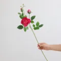 Artificial rose flower single stem silk dark pink home decor for wedding party 70cm - Rose Red