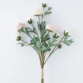 Fiori Artificiali Ranuncoli 3 Rami 9 Teste Finto Bouquet di Peonie Casa Decor - Champagne