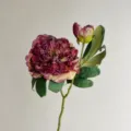 Wine red artificial peony flower, 15cm flower diameter, 48cm height for home decor. - Burgundy